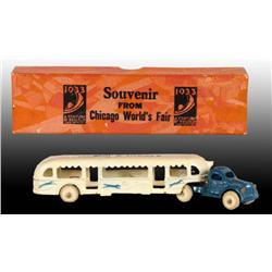 Cast Iron World's Fair Greyhound Bus Toy in OB