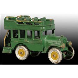 Cast Iron Arcade Bus Toy with Gold Accents.