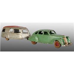 Cast Iron Hubley Car with Trailer Toy.