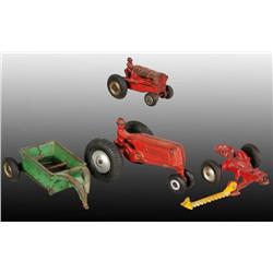 Lot of 4: Cast Iron Arcade Farming Piece Toys.