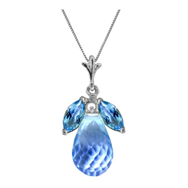 Genuine 7.2 ctw Blue Topaz Necklace 14KT White Gold - REF-30V5W