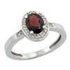 Image 1 : 1.15 CTW Garnet & Diamond Ring 14K White Gold - REF-37W9F