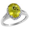 Image 1 : 2.60 CTW Lemon Quartz & Diamond Ring 10K White Gold - REF-46F2N