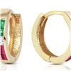 Image 1 : Genuine 1.28 ctw Emerald, White Topaz & Ruby Earrings 14KT Yellow Gold - REF-39W2Y