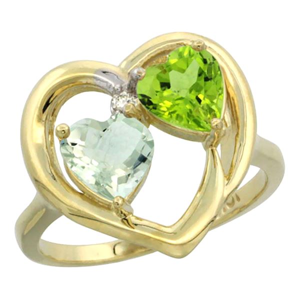 2.61 CTW Diamond, Amethyst & Peridot Ring 14K Yellow Gold - REF-33X9M