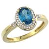 Image 1 : 1.15 CTW London Blue Topaz & Diamond Ring 14K Yellow Gold - REF-38V3R