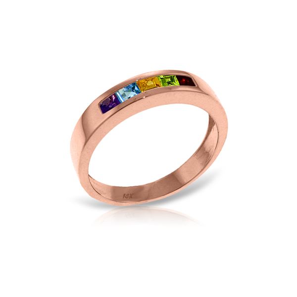 Genuine 0.60 ctw Multi-gemstones Ring 14KT Rose Gold - REF-46R2P