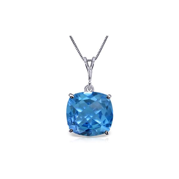 Genuine 3.6 ctw Blue Topaz Necklace 14KT White Gold - REF-28P9H