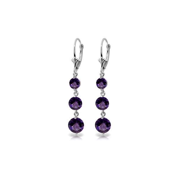 Genuine 7.2 ctw Amethyst Earrings 14KT White Gold - REF-42N6R