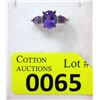 Image 1 : Sterling Silver Multi Amethyst & Diamond Ring