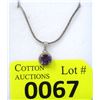 Image 1 : Sterling Silver Amethyst & Diamond Pendant