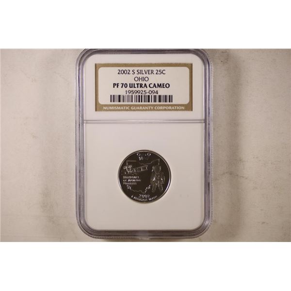 2002-S SILVER OHIO QUARTER NGC PF70 ULTRA CAMEO