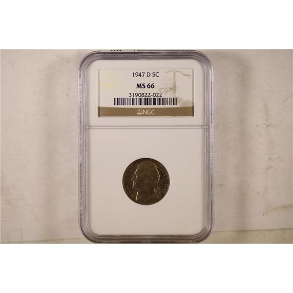 1947-D JEFFERSON NICKEL NGC MS66