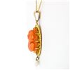 Image 4 : Antique Victorian 10k Gold High Relief Carved Coral Cameo & Pearl Dangle Pendant