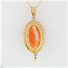 Image 5 : Antique Victorian 10k Gold High Relief Carved Coral Cameo & Pearl Dangle Pendant