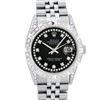 Image 1 : Rolex Mens Stainless Steel Black Diamond Lugs & Pyramid Bezel Datejust Wristwatc
