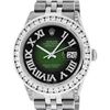 Image 1 : Rolex Mens Stainless Steel 3 ctw Green Vignette Roman Diamond Datejust Wristwatc