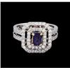 Image 2 : 14KT White and Yellow Gold 0.40 ctw Tanzanite and Diamond Ring