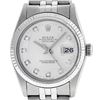 Rolex Mens Stainless Silver Diamond 36MM Datejust Wristwatch