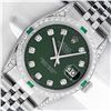 Image 1 : Rolex Mens Stainless Steel Diamond Lugs Green Diamond & Emerald Datejust Wristwa