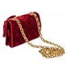 Image 3 : Chanel Burgundy Velvet Mini Camelia Flap Shoulder Bag