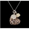 Image 1 : 1.08 ctw Diamond Pendant With Chain - 14KT Tri Color Gold