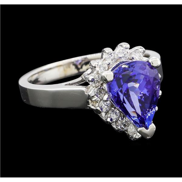 3.07 ctw Tanzanite and Diamond Ring - 14KT White Gold