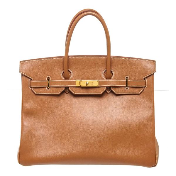 Hermes Brown Leather Birkin 35cm Satchel Bag