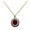 Image 1 : 11.34 Ruby and Diamond Pendant With Chain - 14KT Yellow Gold