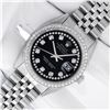 Image 3 : Rolex Mens 36 Stainless Steel Black String Diamond 36MM Oyster Perpetaul Datejus