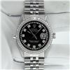 Image 4 : Rolex Mens 36 Stainless Steel Black String Diamond 36MM Oyster Perpetaul Datejus