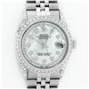 Image 1 : Rolex Mens Stainless Steel Mother Of Pearl Diamond Lugs Datejust Wristwatch
