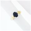 Image 3 : Simple 14k Yellow & White Gold 1.16 ctw Oval Cut Dark Blue Sapphire Solitaire Ri