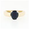 Image 4 : Simple 14k Yellow & White Gold 1.16 ctw Oval Cut Dark Blue Sapphire Solitaire Ri
