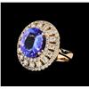 Image 1 : 5.50 ctw Tanzanite and Diamond Ring - 14KT Rose Gold