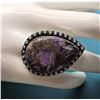 Image 1 : 7)  CHEVRON AMETHYST/COPPER RING SET IN 925