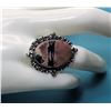 9)  NATURAL RHODONITE OVAL RING SET IN 925