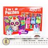 Image 1 : 2 IN 1 PUZZLES 480 PIECES  SUGAR SKULL/GUITARS