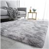 Image 1 : NEW LARGE 5X8 SHAGGY FLUFFY GREY MODERN RUG