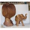 Image 1 : WOODEN RATTLE SNAKE + WOODEN ELEPHANT DECOR