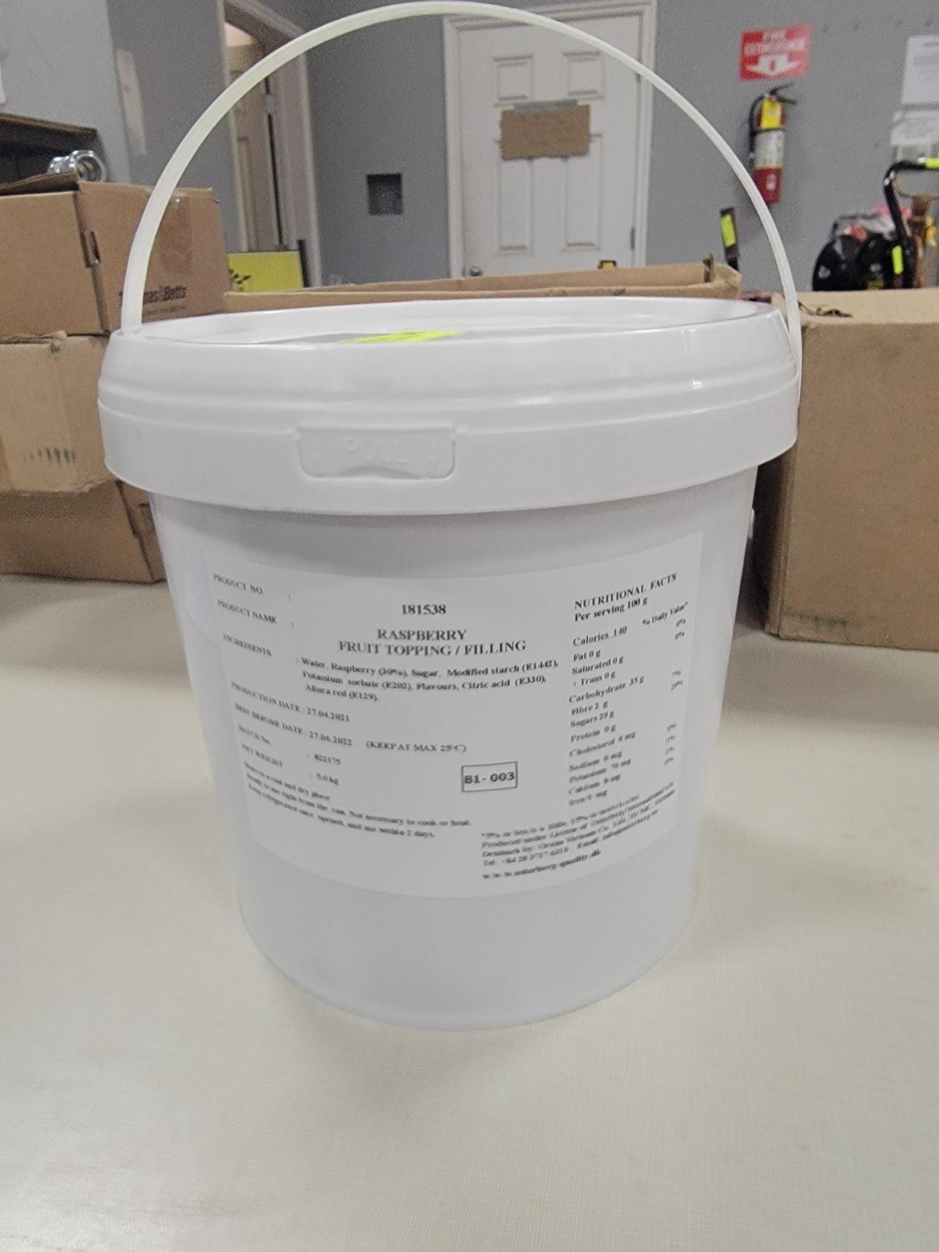 RASPBERRY PIE FILLING 5KG CONTAINER