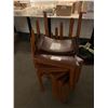 Image 2 : 9 ANTIQUE WOOD FRAMED LEATHER STACKABLE DINING CHAIRS