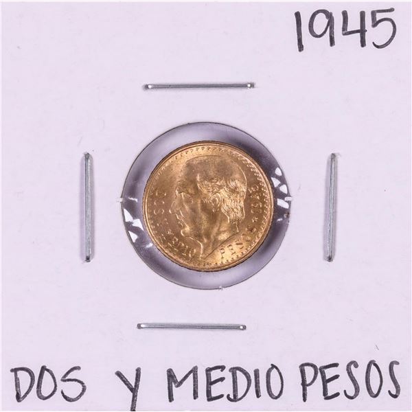 1945 Mexico Dos Y Medio Pesos Gold Coin