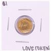 Image 1 : $1 Gold Dollar Love Token Coin Holed
