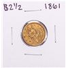 Image 1 : 1861 New Reverse $2 1/2 Liberty Head Quarter Eagle Gold Coin