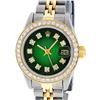 Image 1 : Rolex Ladies Two Tone Green Vignette Diamond Oyster Perpetual Datejust Wristwatch