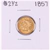 Image 1 : 1857 $2 1/2 Liberty Head Quarter Eagle Gold Coin