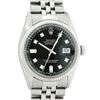Image 1 : Rolex Men's Stainless Black Diamond Datejust Wristwatch Oyster Perpetual