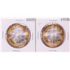 Image 1 : Lot of (2) 2005 $1 American Silver Eagle Coins Nice Toning