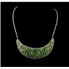 Image 2 : 12.27 ctw Tsavorite Garnet and Diamond Chest Plate Necklace - 14KT Yellow And Wh